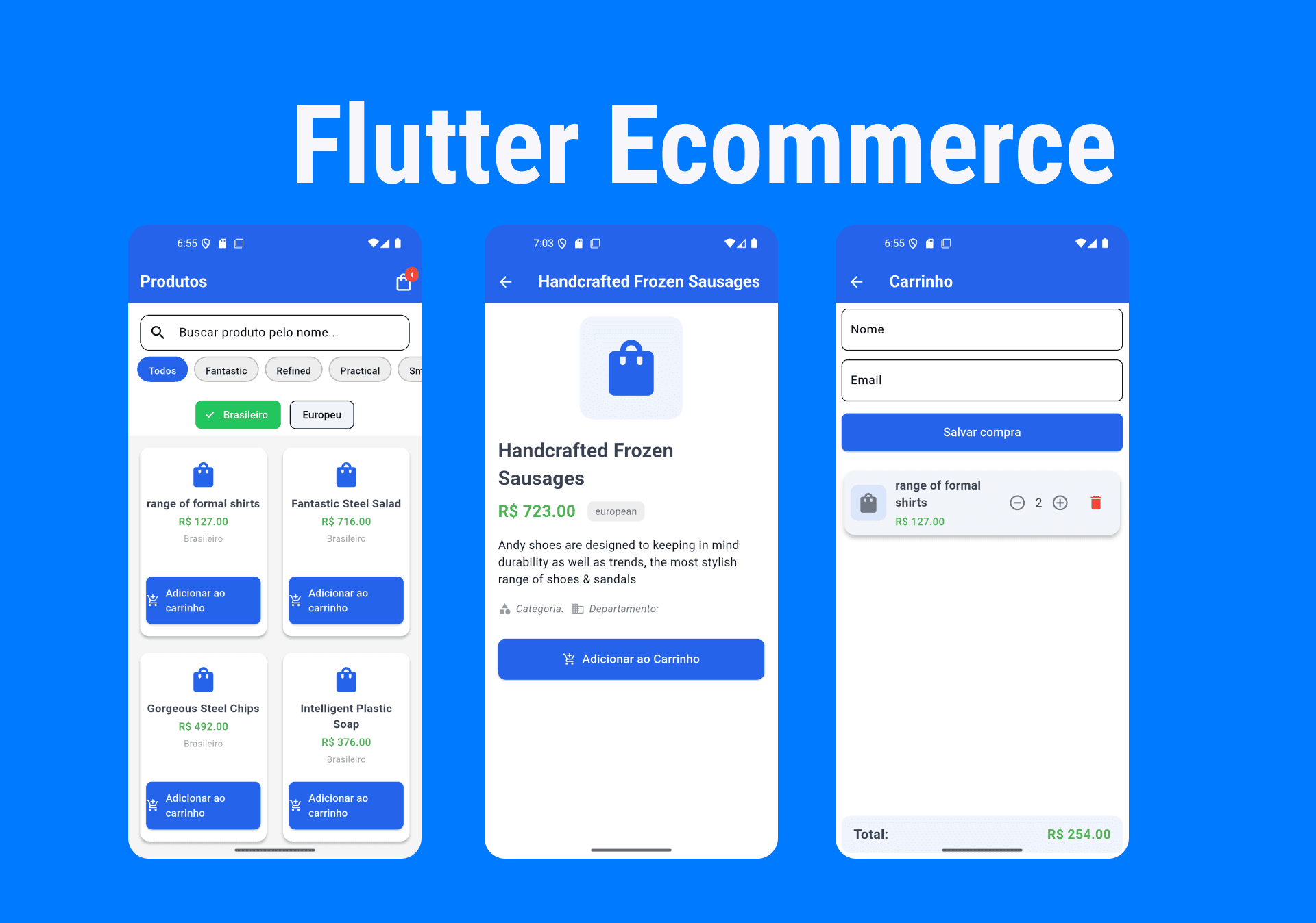 Screenshot do teste técnico App de E-commerce com Flutter