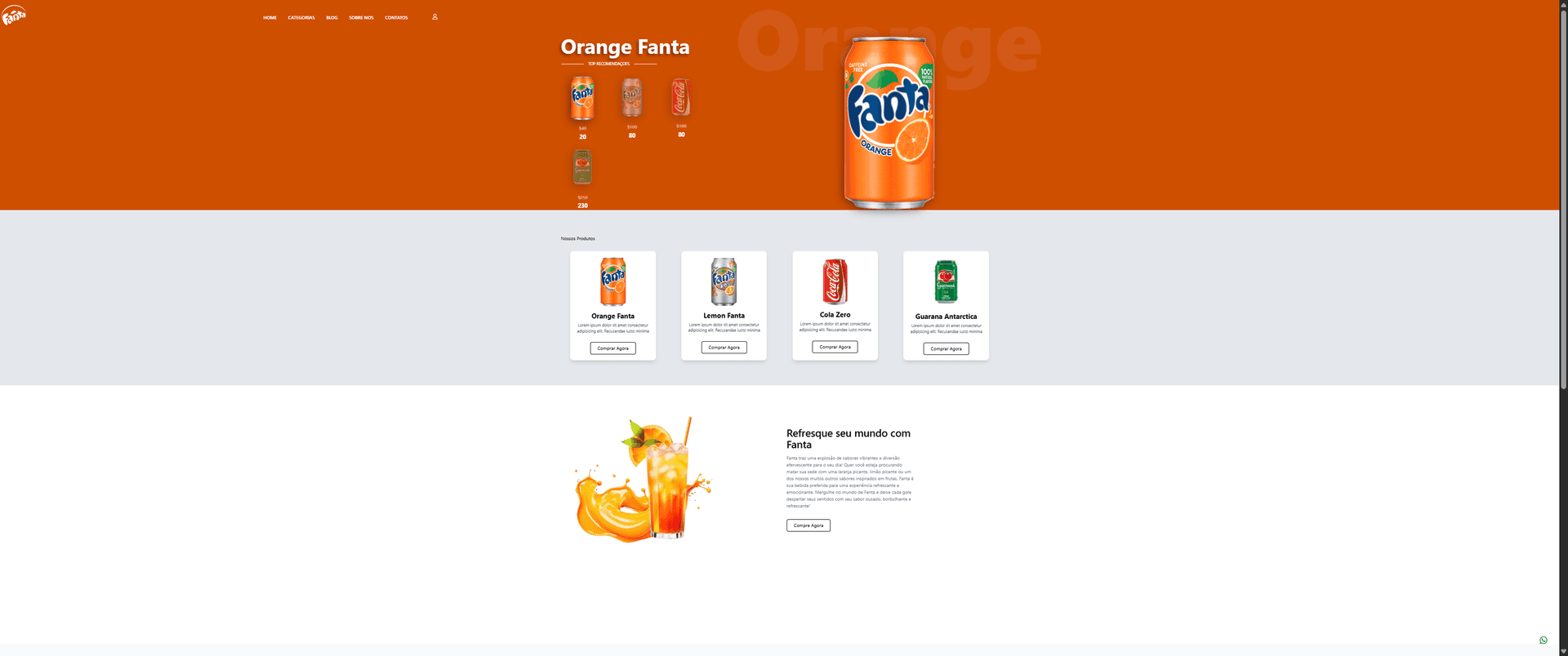 Screenshot do projeto Landing Page - Products Soda